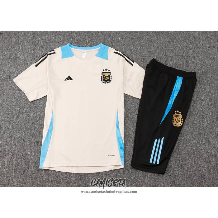 Chandal del Argentina 2024-2025 Manga Corta Amarillo - Pantalon Corto